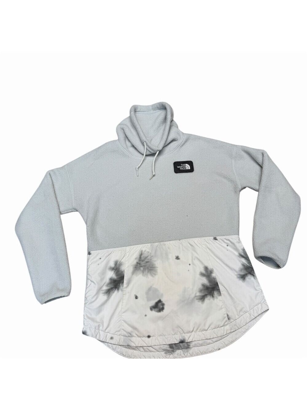 The North Face Anorak Jacket Womens M Gray White Tie Dye Half Zip Fleece